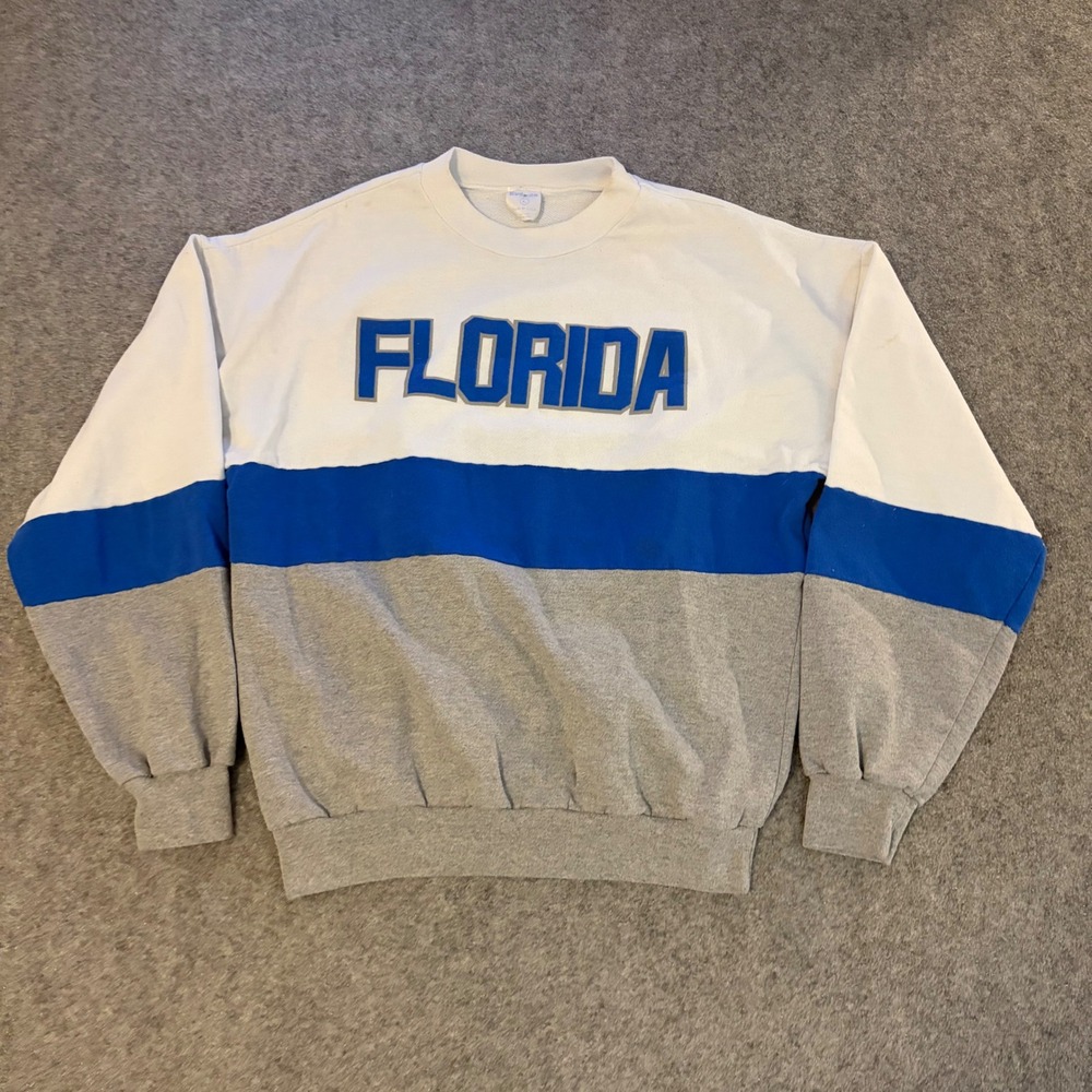 Vintage 80s Florida Spell Out Crewneck‎ Wrapround Sweatshirt Adult Large